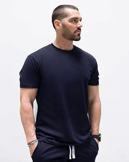 Solid Color Fitness Men's Round Neck Sports Short Sleeve