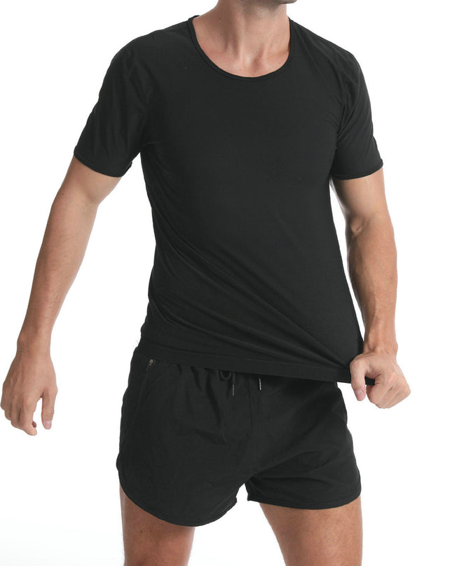Men's Fashion Simple Solid Colour Sweatshirt Short Sleeve