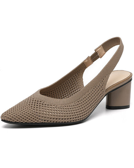 Hollow-out Knitted Closed Toe Back Empty Strap Sandals Pointed Toe