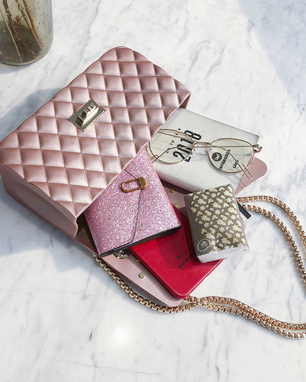 Diamond Chain One-Shoulder Diagonal Small Square Bag