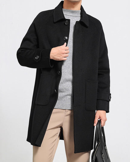 Wool Reversible Woolen Coat Men's Mid-length Single-breasted Baggy Coat