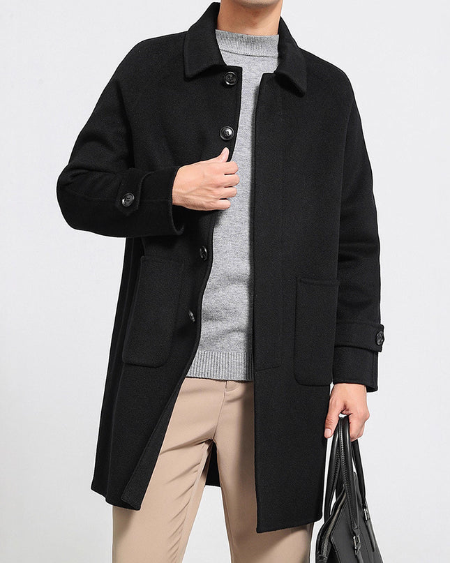 Wool Reversible Woolen Coat Men's Mid-length Single-breasted Baggy Coat