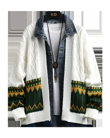 Men's Clothing Fashion Polo Collar Sweater Cardigan Coat