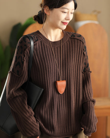 Artistic Casual Top Women's Fashionable Round Neck Cotton Pullover