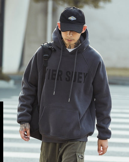Vintage Fleece-lined Hoodie Thick Coat American Fashion Brand Top