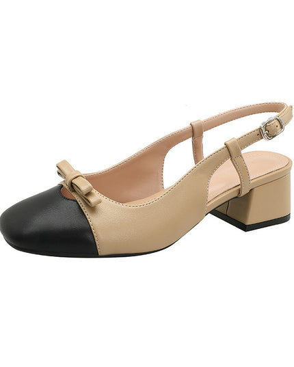 French Style Fairy Square Bow Color-matching Sandals