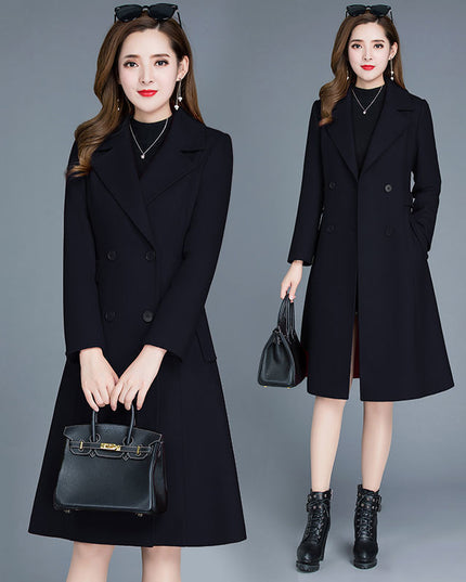 Thickened Woolen Coat Women's Mid-length