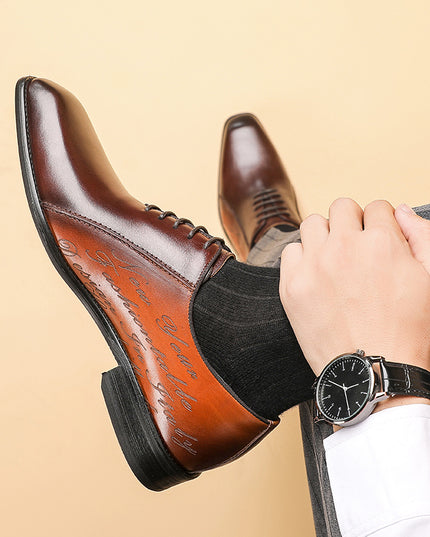 Genuine Leather Plus Size Oxford Men's Colorblock Square Toe Shoes