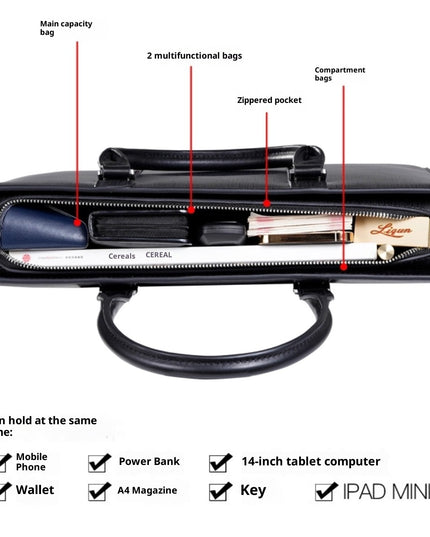 High-End Business Computer Bag | Men’s Cowhide Leather Handbag