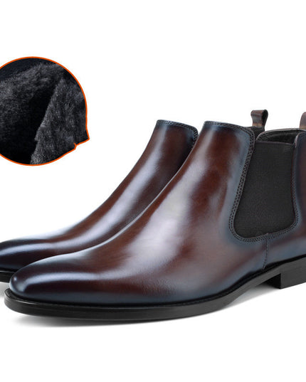 Men Plus Velvet Warm Leather British Style Martin Boots