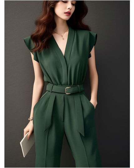 Women's High-grade Green Jumpsuit For Spring And Summer Chic Chanel-style