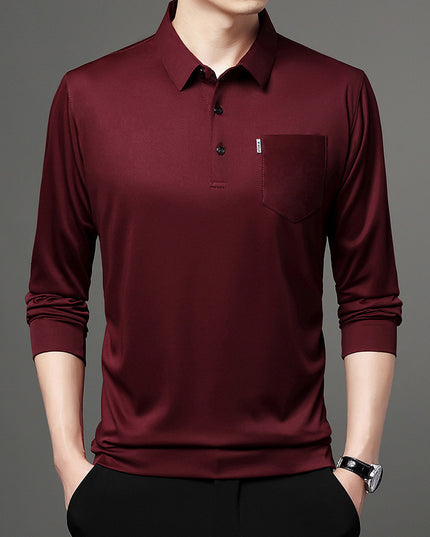 Lapel Real Pocket Long Sleeve Bottoming Shirt Men