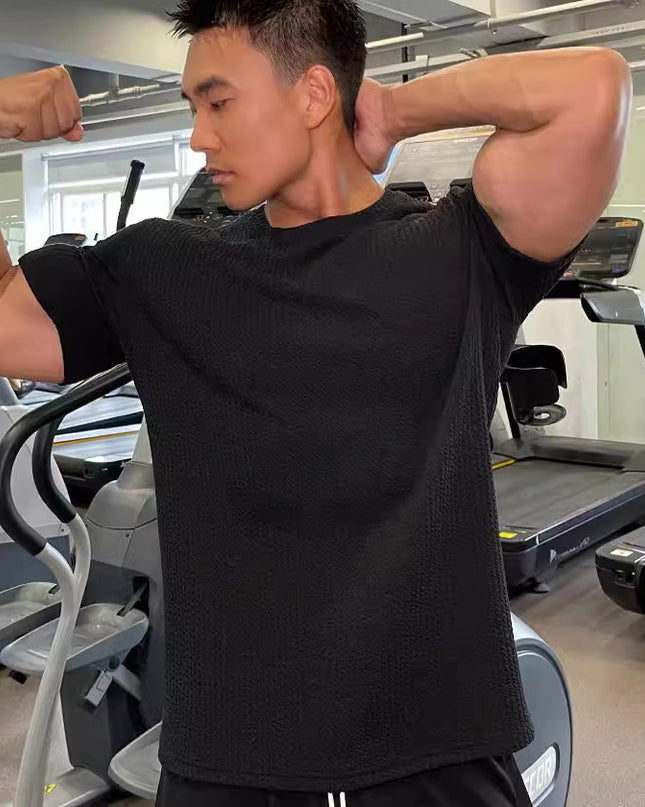 Men's Solid Color American Round Neck Short-sleeved Sports T-shirt
