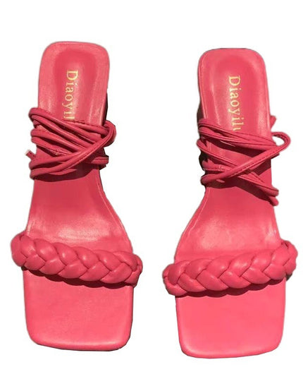 Candy Cross Strap Square  Woven Sandals