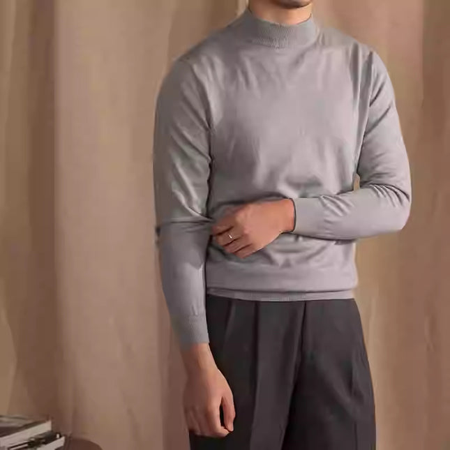 Soft Glutinous Skin-friendly Wool Mock Neck Sweater Gentleman