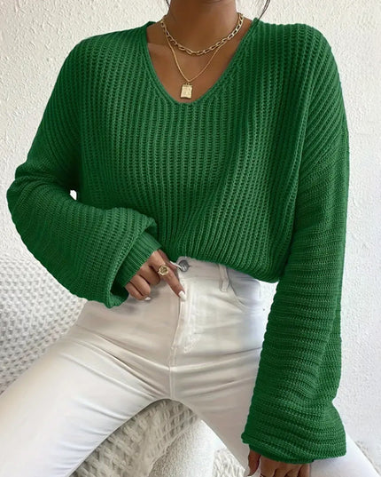 Solid Color Long Sleeve Pullover Loose Casual Women