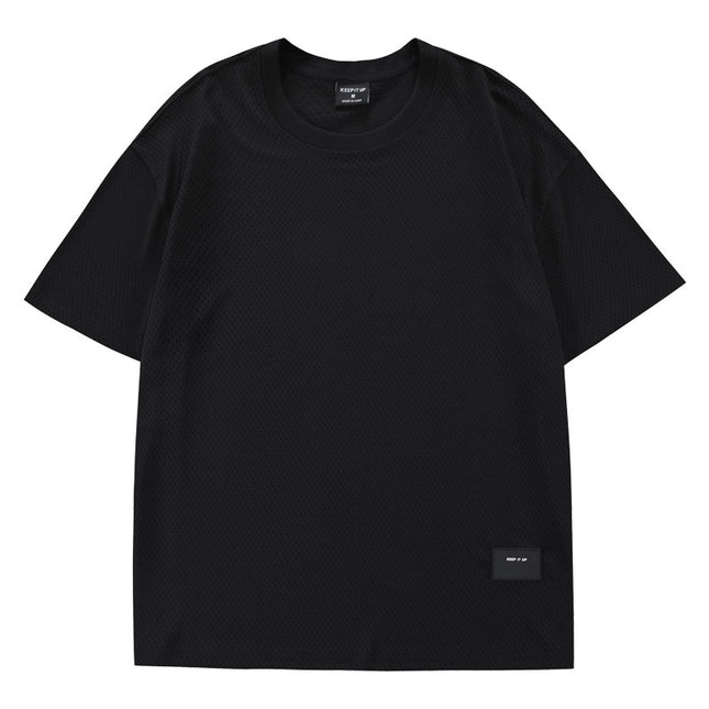 Men's Retro Large Mesh Heavy Weight Short Sleeve