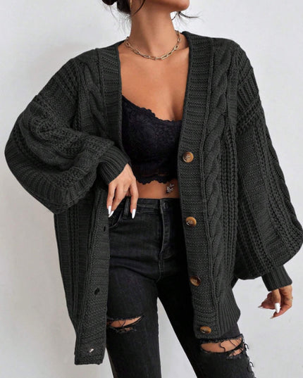 V-neck Sweater Women's Retro Fashion Loose Twist Knitted Coat