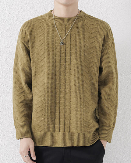 New Men's Round Neck Knitted Sweater