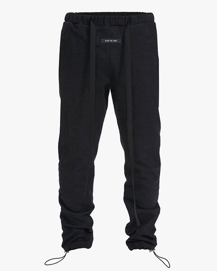 Bracelet streamer drawstring pure black men's sweatpants