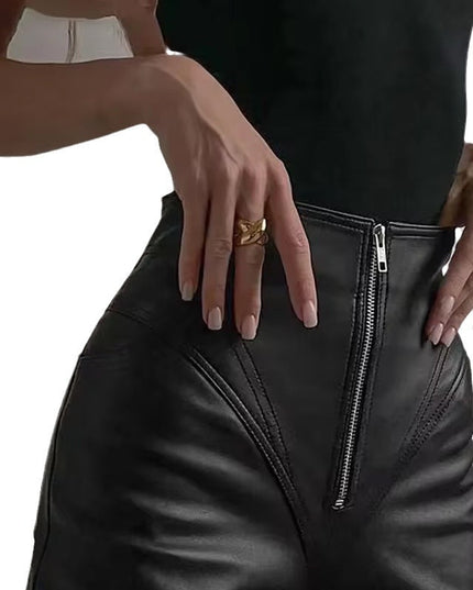 New PU Casual Leather Pants Women's Long Ankle-length Slim-fit