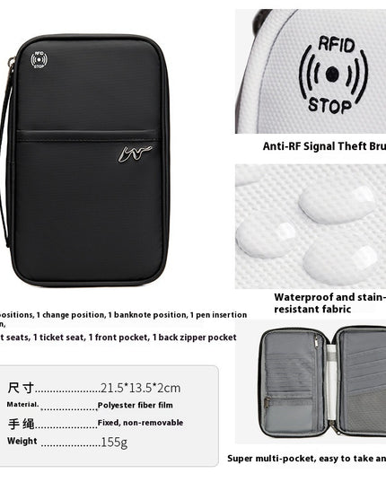 Travel Storage Travel Portable RFID Anti-theft Swiping Passport Case Document Package