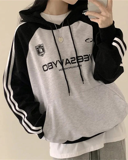 Thin Stitching Velvet Padded Hooded Sweatshirt Women