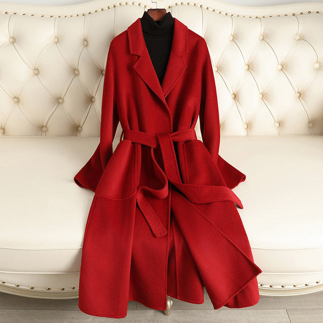 Double-sided Water Ripple Woolen Coat