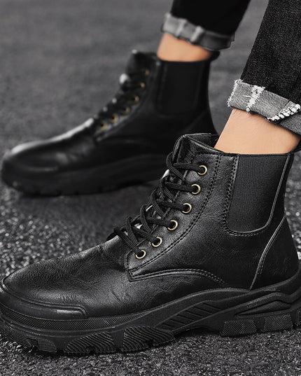 All-match Martin Boots Solid Color Casual Men's Shoes Black New
