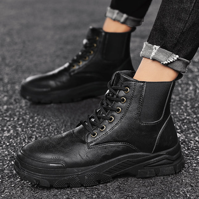 All-match Martin Boots Solid Color Casual Men's Shoes Black New