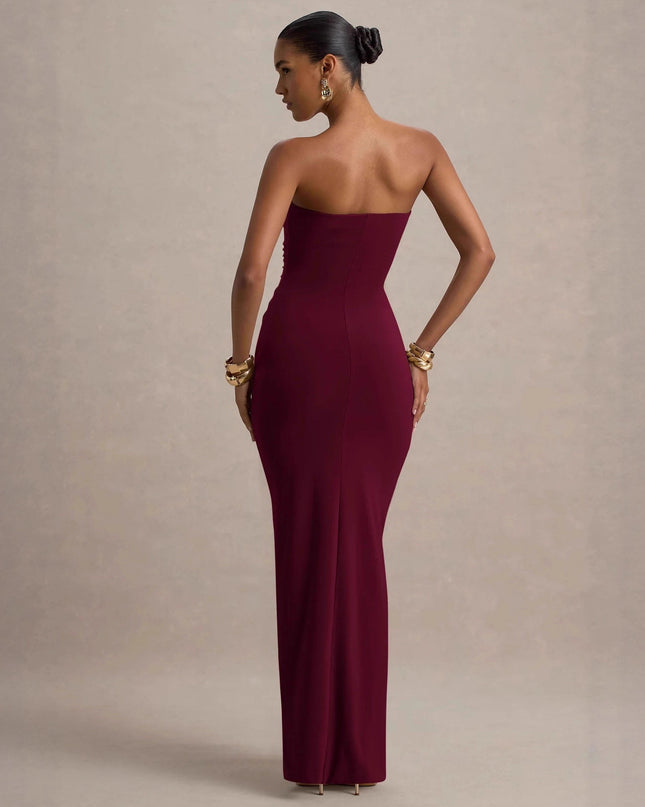 Sexy Bandeau Slim Fit Pleated Sheath Dress