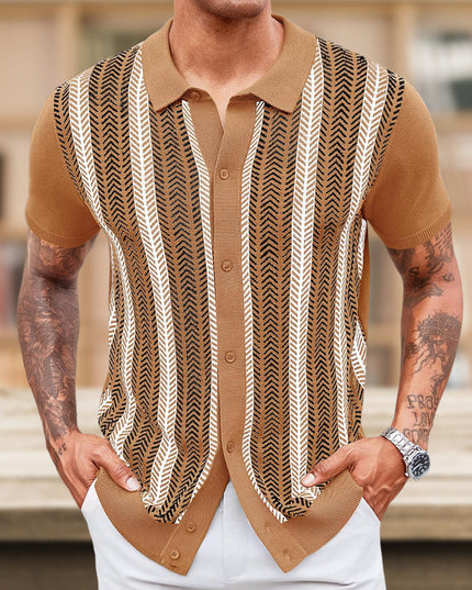 Men's Casual Striped Jacquard Sweater