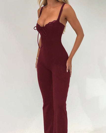 Women's Lace Chest Cup Sling Jumpsuit