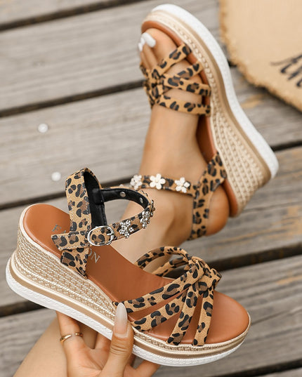 Suede Platform Ankle Buckle Open Toe Sandals For Women