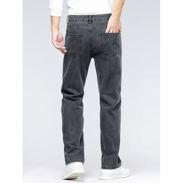 Men’s Simple Casual Extra Long Jeans | High-Waist Straight-Leg Denim
