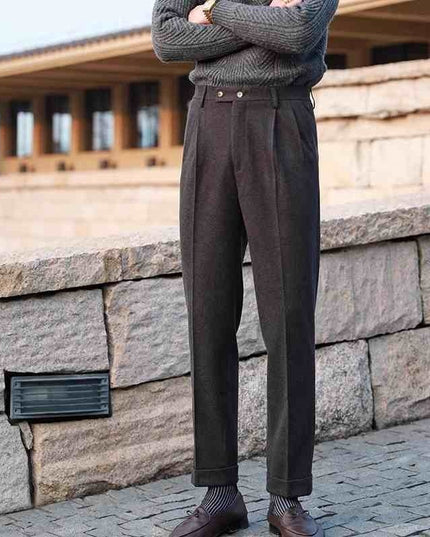 Casual High-waisted Men's Business Paris Button Straight Leg Neapolitan Sag Wear Pants