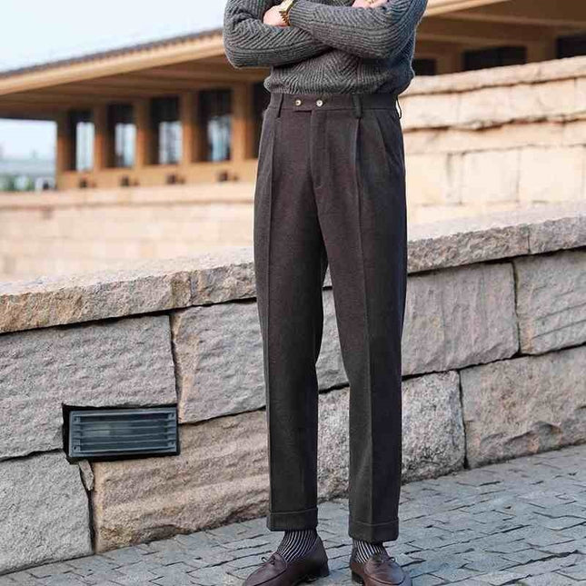 Casual High-waisted Men's Business Paris Button Straight Leg Neapolitan Sag Wear Pants