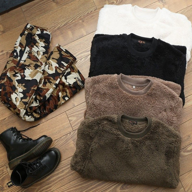 Autumn And Winter Plus Size Men's Round Neck Pullover Keep Warm Sweater