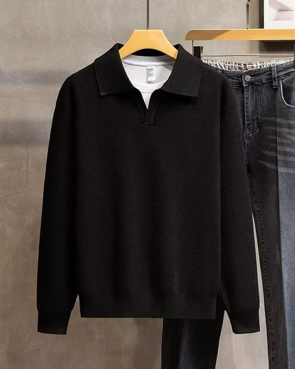 Fashion Personality Lapel Knitted Polo Shirt Men