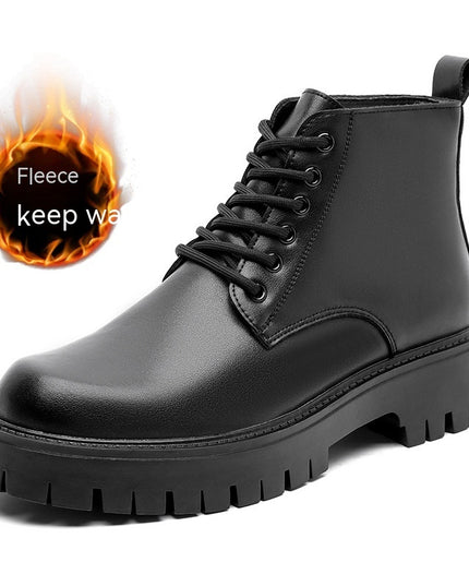 Thick Bottom 6 Holes British Style Warm High-top Leather Boots