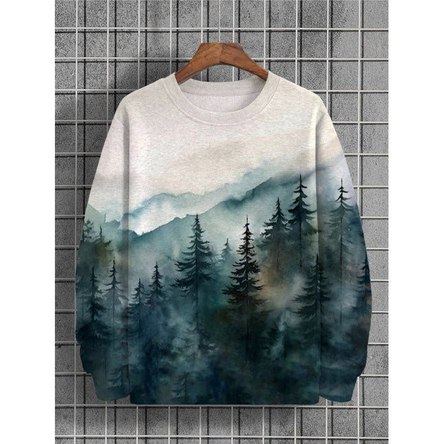 3D Printed Round Neck Sweater – Artistic Youth Long Sleeve Top
