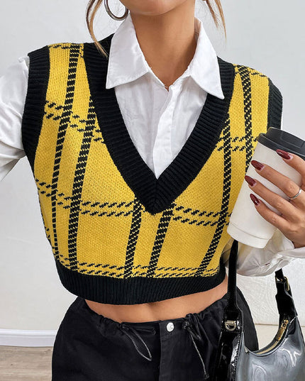 Women's V-neck Plaid Waistcoat