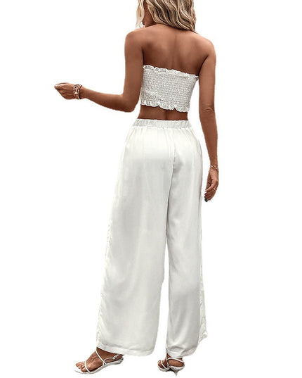 Ruffled Vest Sleeveless Midriff Outfit Long Skirt Suit