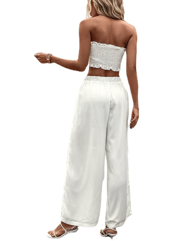 Ruffled Vest Sleeveless Midriff Outfit Long Skirt Suit