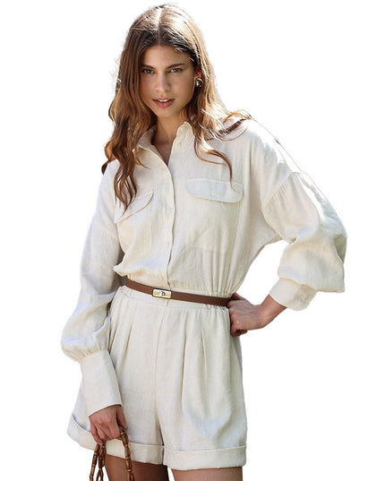 Spring And Summer New Slim Fit Slimming Nipped Waist Shorts Jumpsuit For Women