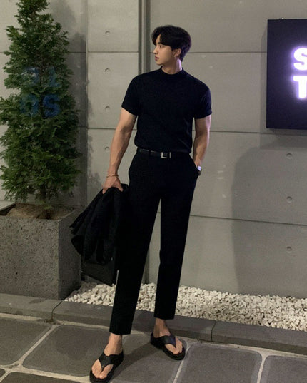 Half Turtleneck Knitted T-shirt