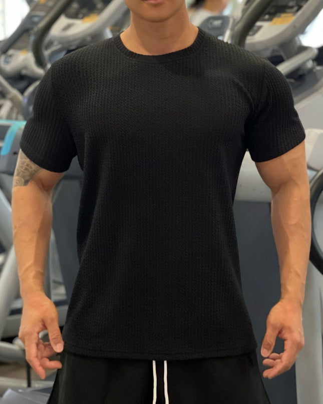 Men's Solid Color American Round Neck Short-sleeved Sports T-shirt