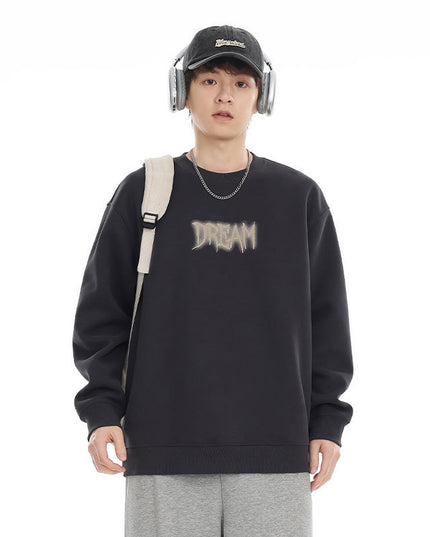 Men's American Style Trend Letters Printed Crew Neck Sweatshirt