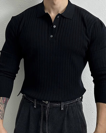 Slim-fit Long-sleeved Polo Shirt Retro Loose Half Zipper Sweater
