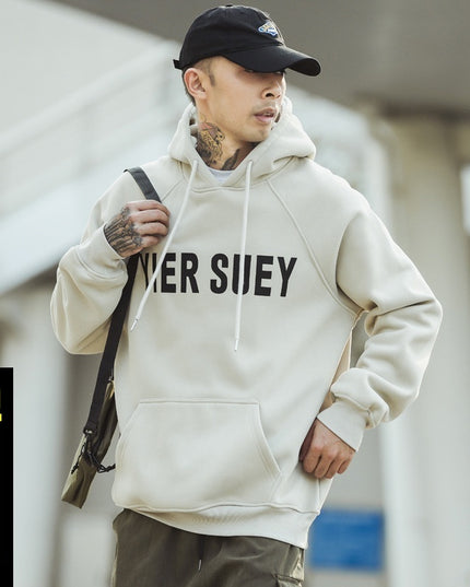 Vintage Fleece-lined Hoodie Thick Coat American Fashion Brand Top